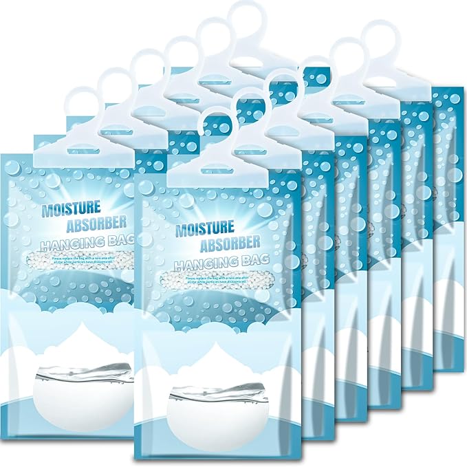 Moisture Absorbers 12 Pack - Fragrance Free Humidity Absorber High-Efficiency Dehumidifier Bags Portable Moisture Hanging Bags for Closet, Bathroom and Kitchen