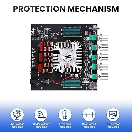 ZK-HT21 Bluetooth Amplifier Board 160W×2+220W Subwoofer 2.1 Channel Audio Amplifier Bluetooth Module with Treble and Bass Control,AUX/Bluetooth/USB Inputs for Passive Speakers