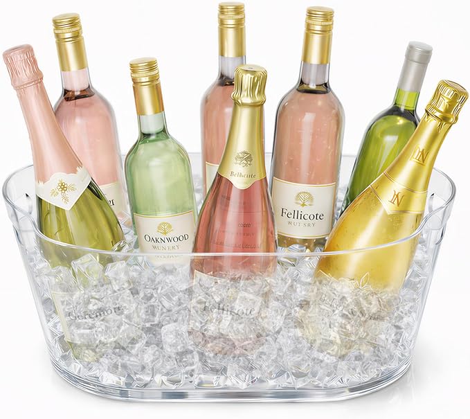 Lifewit 13L Ice Bucket for Parties, Large Plastic Drink Cooler for Champagne Wine, Beer, Clear Beverage Tub for Mimosa & Cocktail Bar, Portable Chiller for Party Hosting & Serving