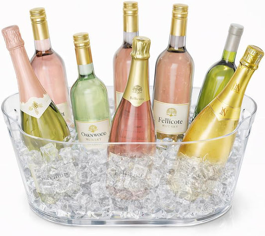 Lifewit 13L Ice Bucket for Parties, Large Plastic Drink Cooler for Champagne Wine, Beer, Clear Beverage Tub for Mimosa & Cocktail Bar, Portable Chiller for Party Hosting & Serving