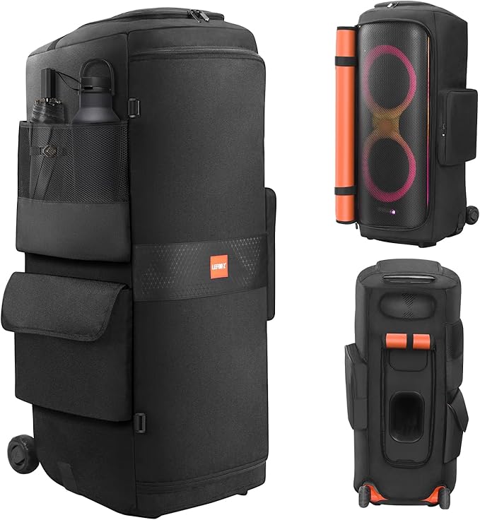 LEFOR·Z Speaker Case Compatible with JBL PartyBox 710,Bottomless Speaker Dust Cover Storage Bag Fits for JBL PartyBox 710 for Outdoor Travel,Black+Orange,Cover Only（NOT For 720） Without Wheels