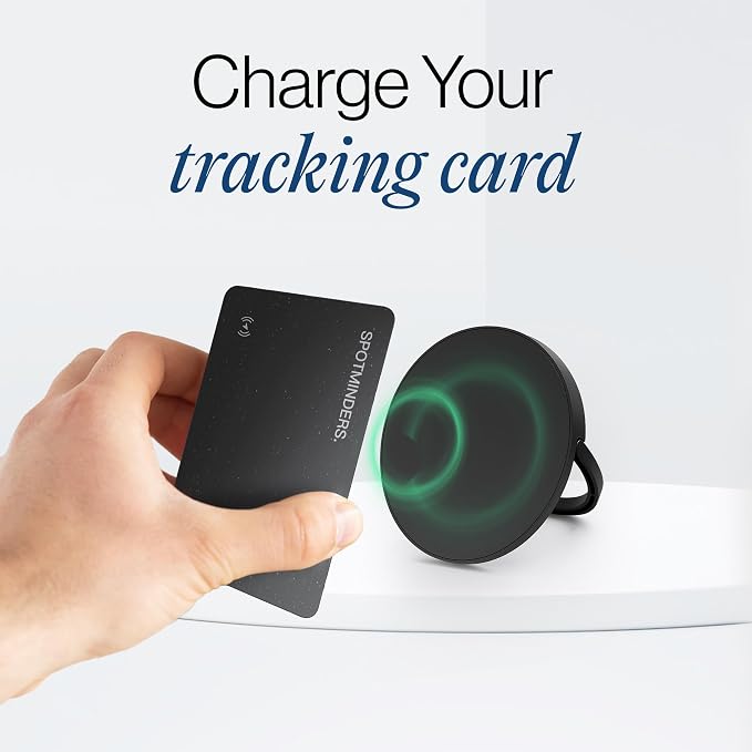 SPOTMINDERS Apple MFi Certified Credit Card Wallet Tracker PRO Pink (iOS Only) & Wireless Charging Pad Works with Apple Find My Rechargeable Tracking Card Gifts for Women IP68 0.07in Slim Item Finder
