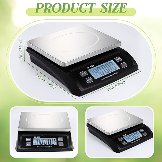 Copkim Large Digital Kitchen Scale 66LB 30kg Commercial Food Scale Stainless Bread Scale with LCD Display Commercial Weighing Devices for Baking Cooking(Black)
