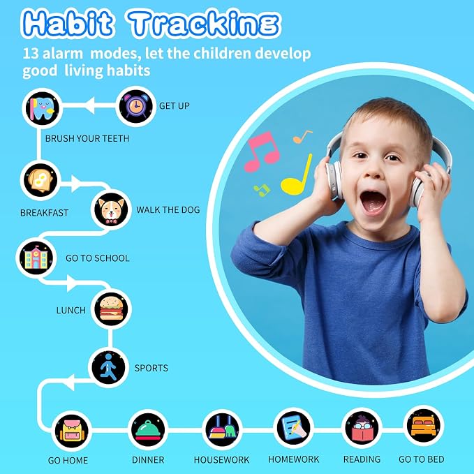 Cosjoype Kids Smart Watch for Kids with 26 Puzzle Games HD Camera Video MP3 Player Habit Tracking Learn Card Flashlight 12/24 hr Kid Watches Gift for 5-12 Year Old Boys Toys for Kid