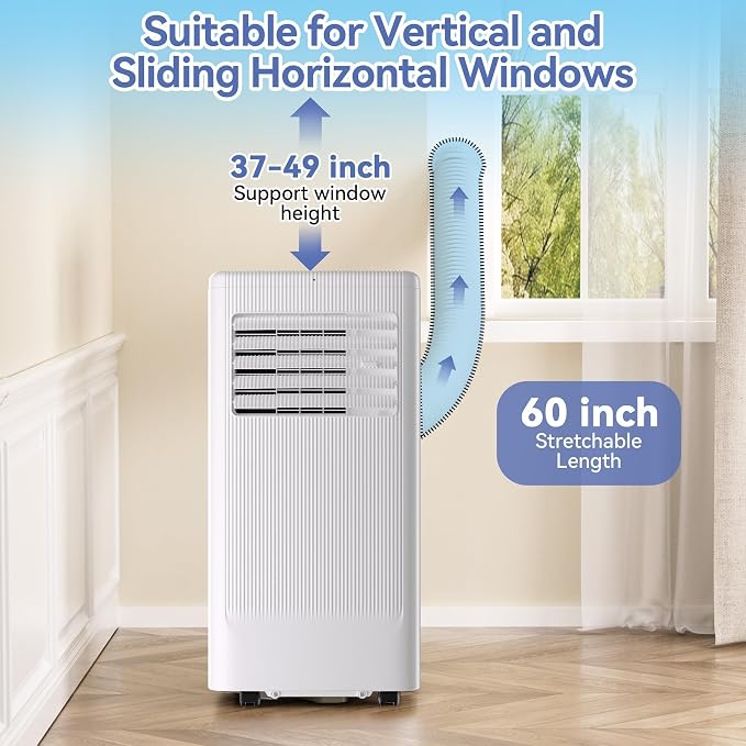 GarveeLife Portable Air Conditioner,10,000 BTU for Rooms up to 450 Sq.Ft., 4-IN-1 Smart Compact AC Unit with Cooling, 24 Hour Timer, Dehumidifier, Fan, Remote Control and Window Kit, White