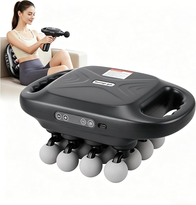 VINGVO 16 Head Muscle Massager 3 Modes 30 Levels Deep Tissue Massage Gun for Full Body Relaxation