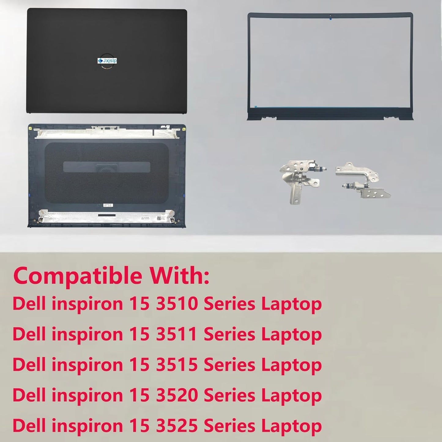 Replacement LCD Back Cover Top Case Lid Front Bezel Frame with Hinges for DELL Inspiron 15 3510 3511 3515 3520 3525 Series Laptop 0WPN8 00WPN8 9WC73 09WC73 AP3LE000901 Black