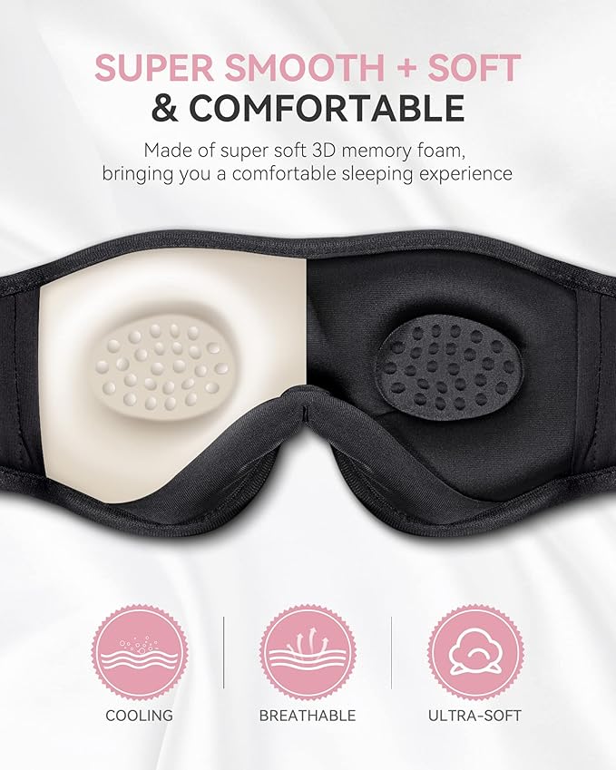 MUSICOZY Sleep Headphones Bluetooth Headband Breathable 3D Sleeping Headphones, Wireless Music Eye Mask Earbuds for Side Sleepers Women Office Air Travel Cool Tech Gadgets Unique Gifts, Pack of 2