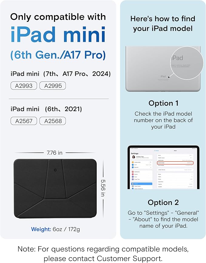 MOFT Dynamic Folio Case for iPad mini 7th A17 Pro 2024 & iPad mini 6th A15 2021, 8.3 Inch Slim Magnetic Stand Case with 20+ Viewing Angles, Auto Wake/Sleep, Ultra Thin, Jet Black