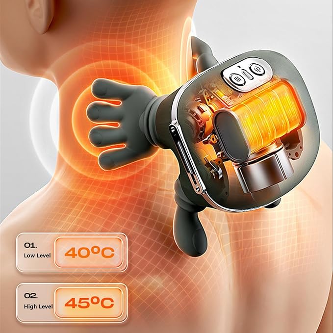 VIYAE DEESY Neck and Shoulder Massager - Electric Portable Deep Kneading with Heat, Rechargeable Wireless Wearable Cervical Massager, Adjustable Intensity for Pain Relief Home Office Travel Gift
