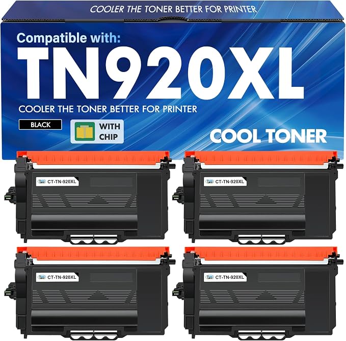 TN920XL TN920 Toner Cartridge HL-L6210DW MFC-L5710DW HL-5915DW Compatible for Brother TN 920 920XL TN920XXL TN920UXXL TN-920XL HL-L6210DWT HL-L5210DW HL-L5210DN HL-L6310DW Printer High Yield 4 Pack