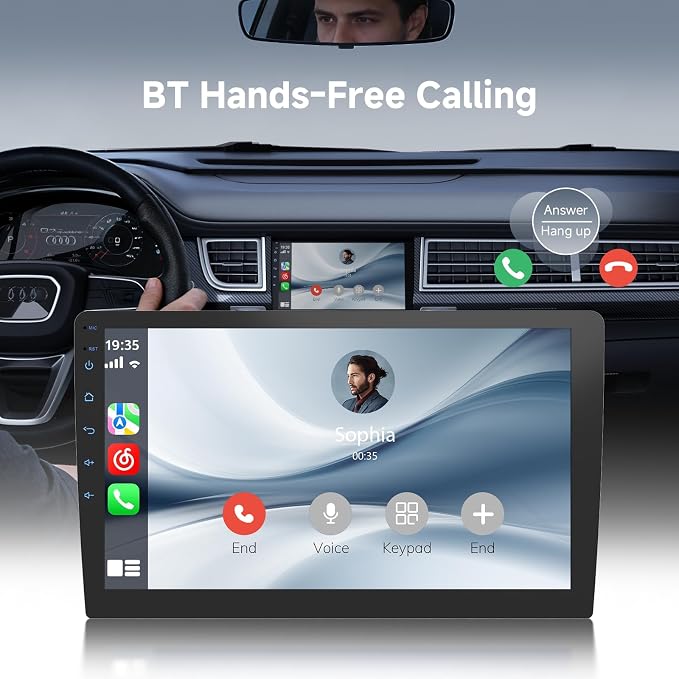 Haudio 9 inch Double Din Car Stereo Radio Support Apple Carplay and Android Auto,Car Radio with Rear Camera,HD Touch Screen,Support Voice Assistant,G0ogle,AUX,FM/AM,GPS,Mirror Link(4+64G)
