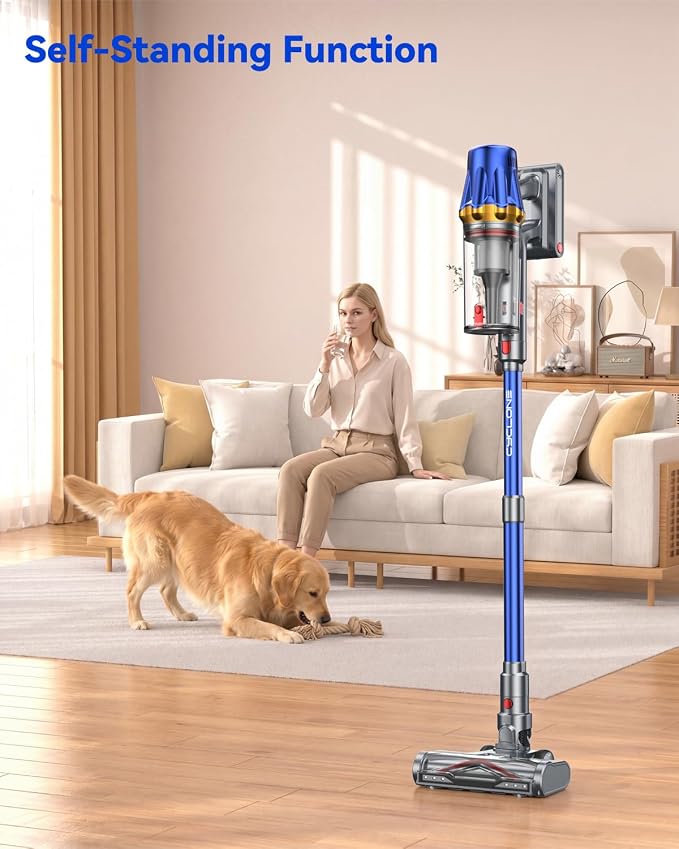 H9 Cordless Vacuum Cleaner, 700W 58kPa 90 Mins Runtime Stick Vacuum, Self-Standing Wireless Vac with 6 Green LEDs, Anti-Tangle Brush for Home, Pet Hair, Carpets & Hard Floor