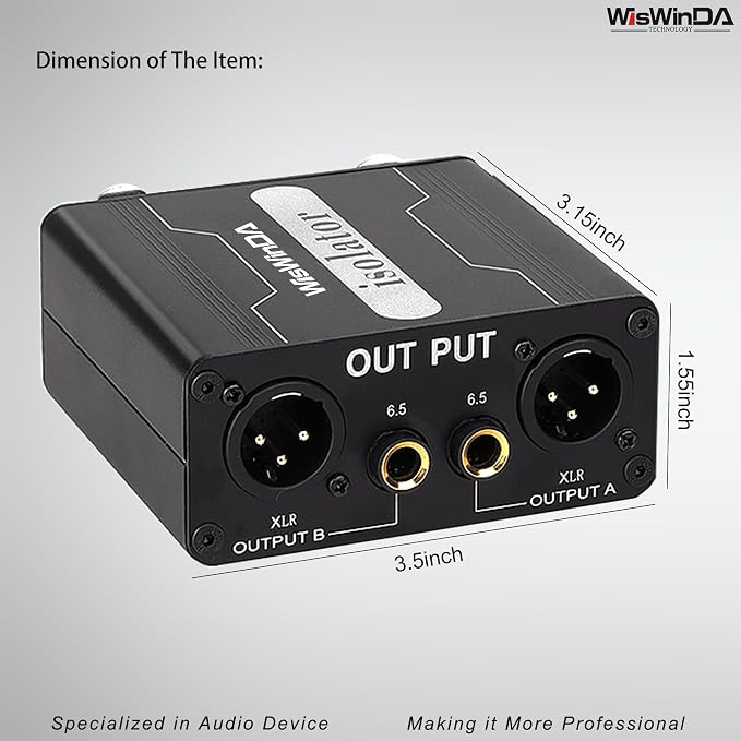 Pro GX200S 2Channels XLR/TS/TRS Passive Hum Eliminator Direct Box for Audio Equipments Ground Loop Isolator Noise Filter for Different Audio Systems Using Situations