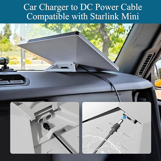 Starlink Mini 12V Car Adapter with Step Up Converter, Starlink Mini Power Cable 12V-24V Input 30V 2A Output Cigarette Lighter 12 Volt Car Charger, IP67 Waterproof Design for Trucks/RVs/Boats