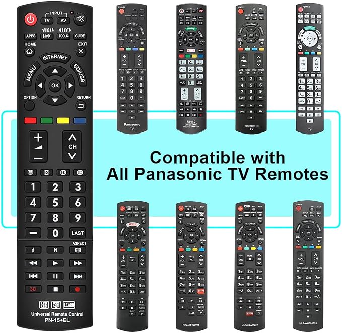 for Panasonic TV Remote Replacement, Compatible with All Panasonic LED/LCD/Viera Link/HDTV/ 3D Smart TVs