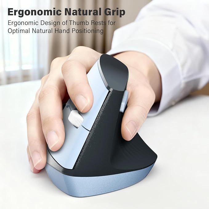 MOFII Wireless Ergonomic Keyboard & Mouse Combo – Split Curved Keyboard with Wrist Rest (All-Day Comfort) + Wireless Vertical Ergonomic Optical Mouse, Compatible with PC/Laptop/Desktop- Blue Gradient