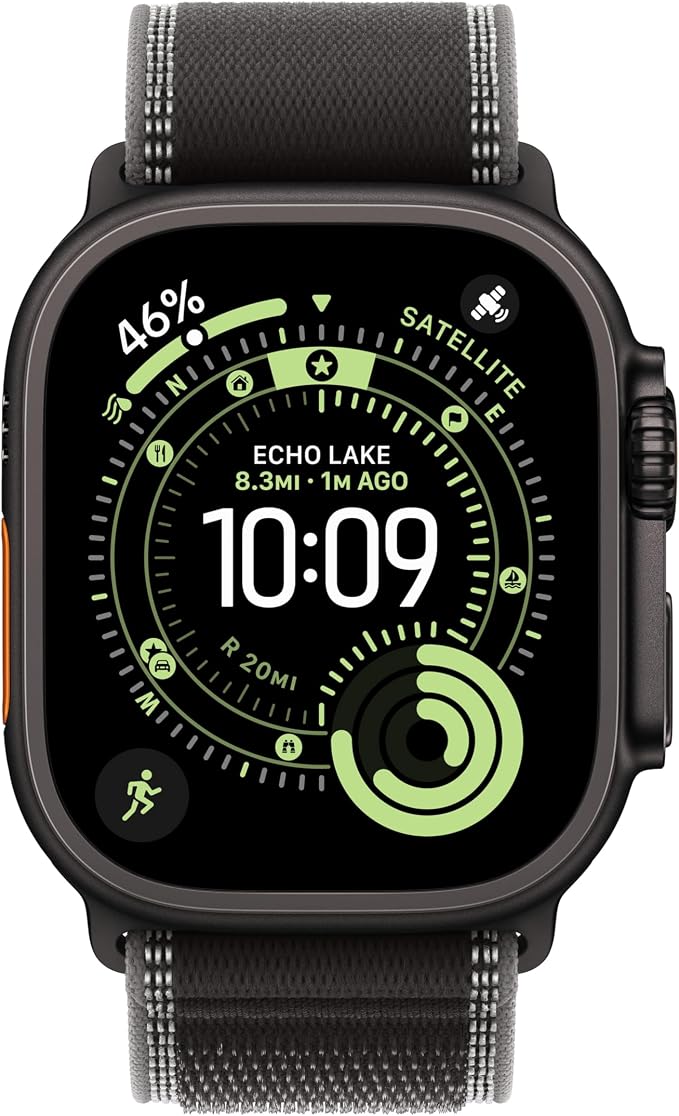 Apple Watch Band - Trail Loop - 49mm - Black/Charcoal - M/L - Black Titanium Finish