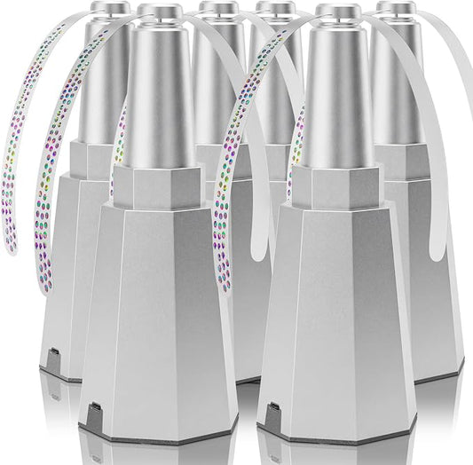 6-Pack Rechargeable Fly Fans for Tables Up to 10-Hour Working Time, Indoor Outdoor Mute Food Fans to Keep Flies Away, Retractable Table Fans with Hook for Home Restaurant Party Picnic Patio, Silver