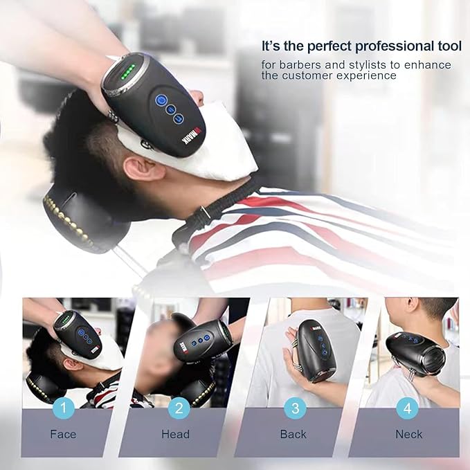 WMARK Barber Massager/Cordless HandheldMassager, Charge Neck/Legs/Hand/FaceMassager, 2 Massage Nodes 2600AMH,(2packs Black)