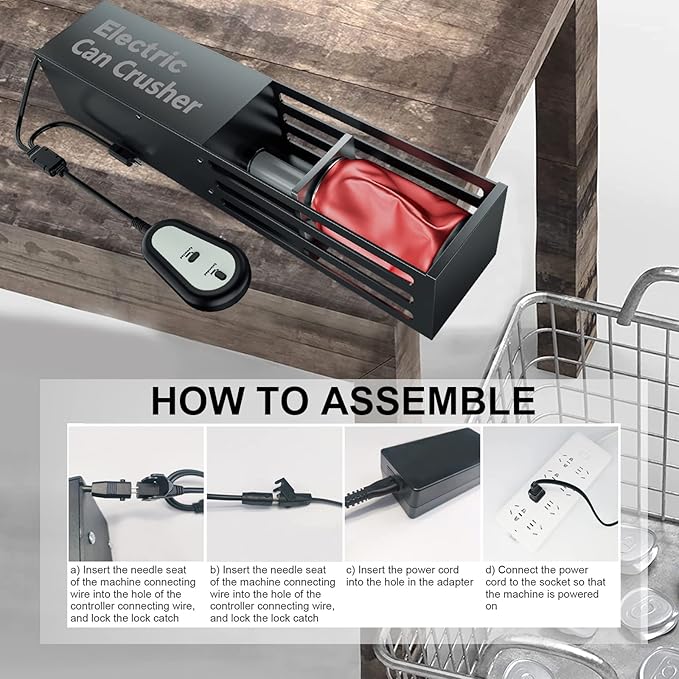 YOTAN Electric Can Crusher for Recycling 12oz/16oz Cans, Can Crusher Electric, Countertop Can Smasher for Aluminum Seltzer, Soda, Beer Cans and Bottles for Recycling, No Assembly Required (Black)