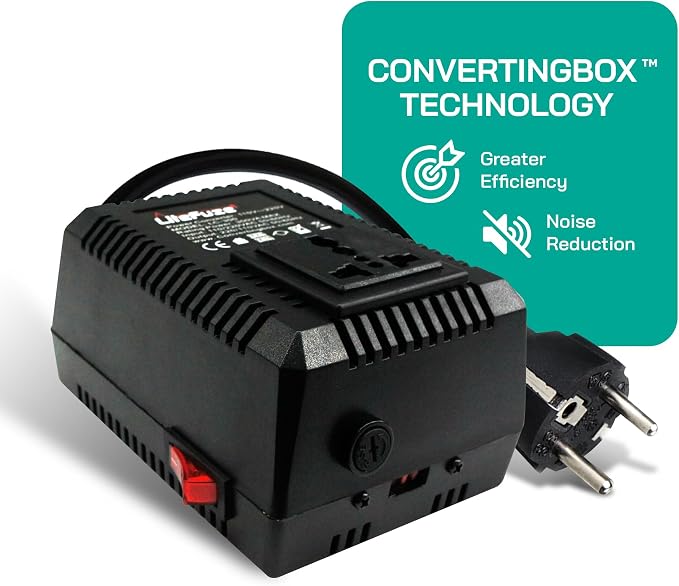 LiteFuze 500 Watt Step Up/Step Down Travel Voltage Converter, 220/110v to 110/220v converter with Type E/F Plug – Compatible with Hair Straightener, Camera, Laptop & More