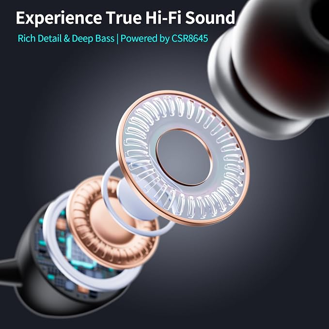 Neckband Bluetooth Headphones, Wireless Retractable Headset with Mic, IPX5 Sweatproof Earphones, Noise Cancelling Earbuds | 22H Playtime for Sports/Running/Driving (Black)