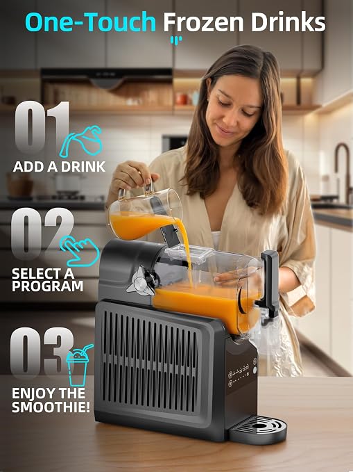 VNN Slushie Machine - 92 oz Slushy Machine for Home No Ice Needed, Frozen Drink & Slushie Machine, 5 Preset Programs, Auto-Clean, Suitable for Margaritas, Smoothies, Milkshakes, Black