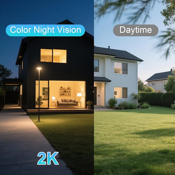 4G LTE Cellular Security Camera Outdoor System, Lifetime Free Unlimited Data,Wireless Solar Security Camera Built in SIM Card, 360° Live View, 2K Color Night Vision, PIR Motion Detection&Alert
