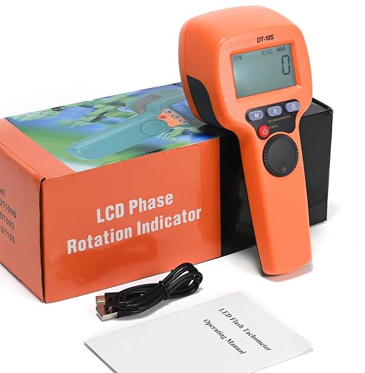 Strobe Light Tachometer, 60-99999 RPM Tachometer, Digital Non Contact Handheld LED Stroboscope for Motor Engine, Hz Velocity with High Accuracy 0.001% (DT10S)