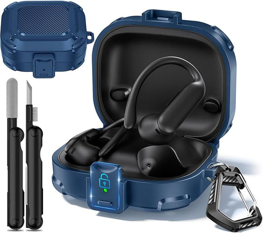 2025 New Security Lock Case for Beats Powerbeats Pro 2 Wireless Bluetooth Earbuds, Shockproof Protective Hard Cases Cover for Beats Powerbeats Pro 2 (2025) Accessories, with Cleaning Kit & Keychain
