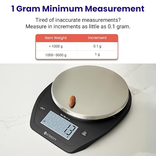 Etekcity 11lb Digital Kitchen Food Scales, 304 Stainless Steel with Removable Bowls and LCD Display