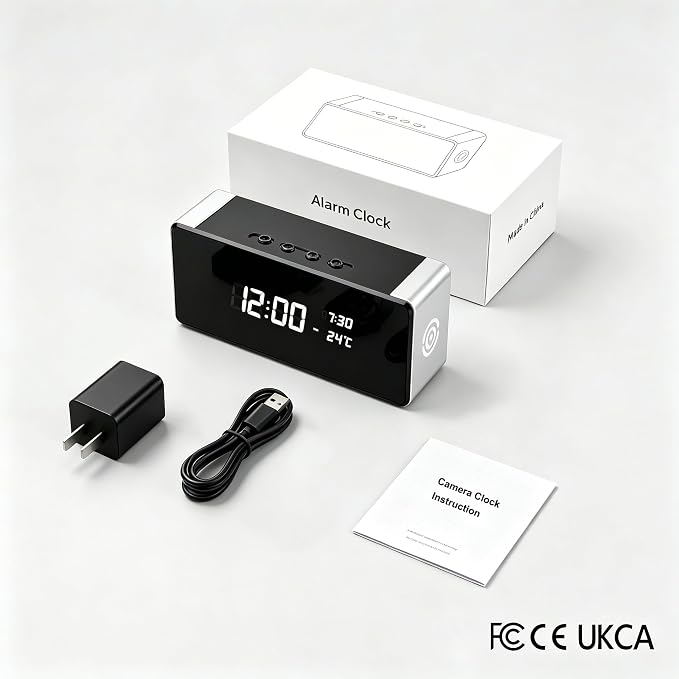 Hidden Camera Clock - Ultra 4K HD Wireless Indoor Camera for Home Security - Mini Nanny Cam with Night Vision, Smart Motion Detection, Remote Live Stream