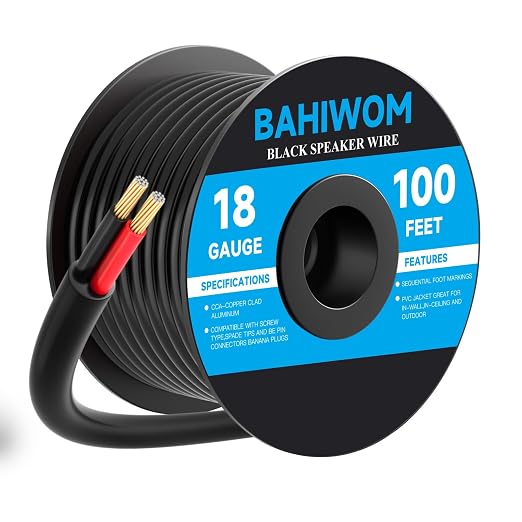 18 Gauge Speaker Wire 100 Feet CL3 Related CCA Black Cable with 2 Conductors for Outdoor Direct Burial Backyard Garden Home Car in-Wall Speaker