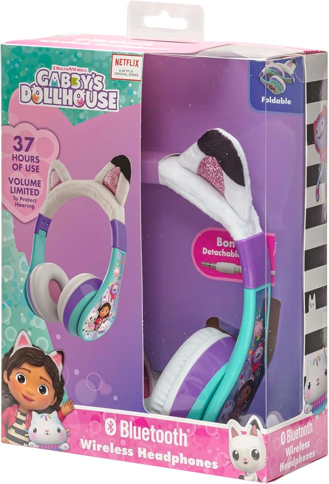 Gabbys Dollhouse Bluetooth Headphones for Kids, Wireless Headphones