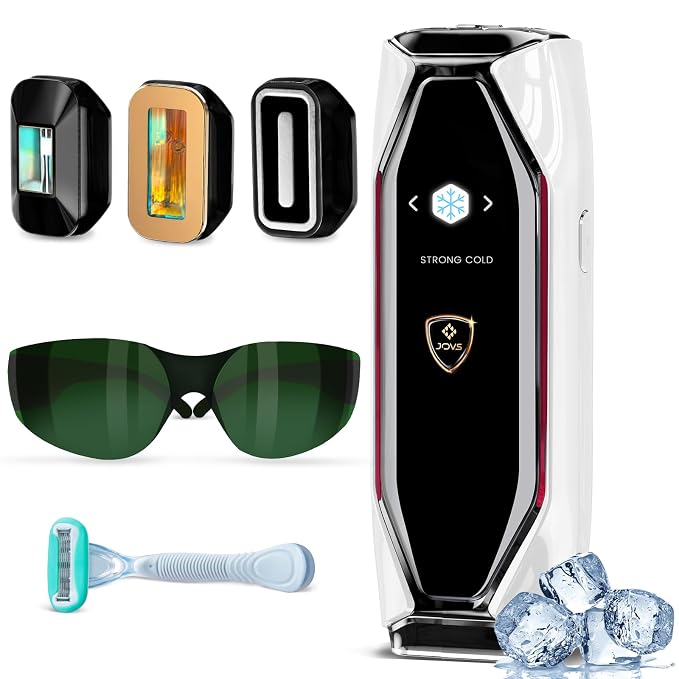 JOVS Laser Hair Removal, 37°F Painless Hair Removal Device with Sapphire Ice-Cooling, 3 in 1 Hair Removal & Skin Rejuvenation for Women and Men, 8 Modes Skin Care for Whole Body, Touch Screen, White