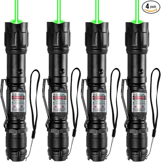 MIPREZT [4 Packs] Professional Rechargeable Green Laser Pointer High Power Green Beam Laser Light Distance Range for TV/LED/LCD Screens Tactical Flashlights Presentation Office/Outdoors [004](4)