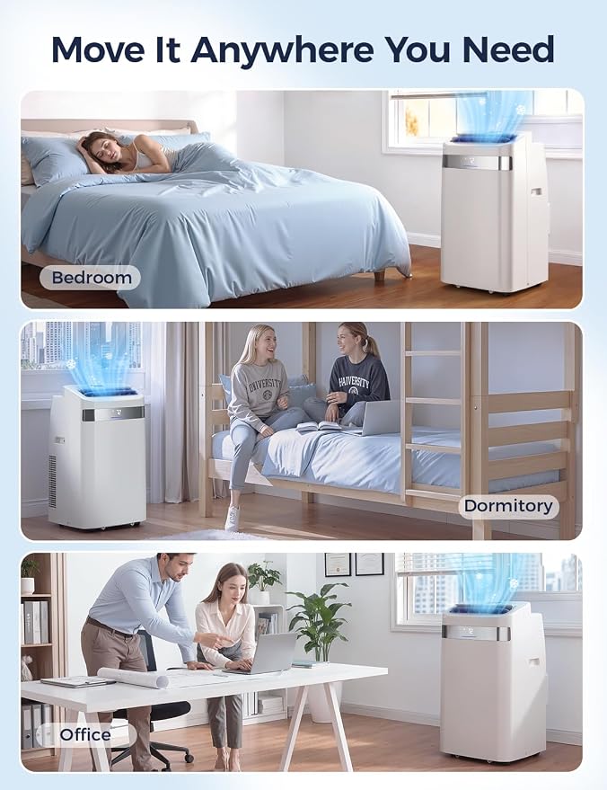 Portable Air Conditioner 14000 BTU, Cools Rooms up to 700 Sq. Ft, Portable AC Unit with Cooling, Dehumidifier & Fan Mode, Sleep, 24-Hour Timer, Remote Control, Window Installation Kit 1piece