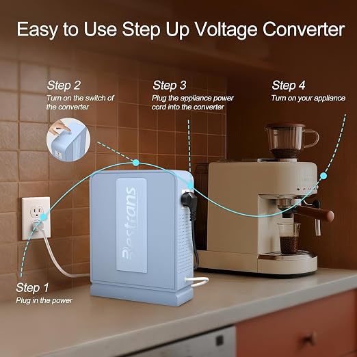 2000W Step Up Transformer 110v to 220v Converter, Heavy Duty Voltage Converter 110v-120v to 220v-240v with Dual Outlets, Overload Protection & Ultra-Quiet for Home Appliances, Light Blue