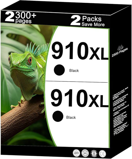 910XL Ink Cartridges Black Replacement for HP 910 XL Compatible for HP910 HP910XL to use with OfficeJet Pro 8020 8025 8028 8030 8035 8010 8015 8018 8022 Printers with V15.2.1 Chip (Black, 2 Packs)