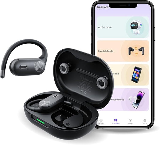 TREBLAB X-Smart AI Wireless Bluetooth Translation Earbuds – Gaming Mode, 4 Mics, Siri/Google Assistant, IPX5 Water Resistant, 65ms Low Latency, Touch Control, 33ft Range, 8H Playtime + Charging Case