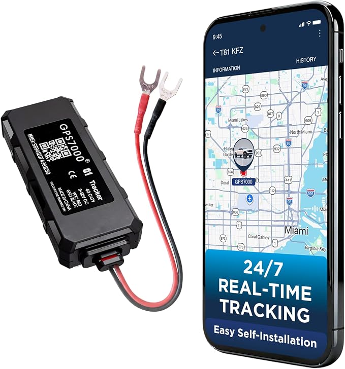 GPS7000 Hidden GPS Tracker for Vehicles, 90 Days Service Included, 4G Car GPS Tracker, Optional Subscription, Real-Time Mini Undetectable Vehicle GPS Tracker for Cars & Trucks