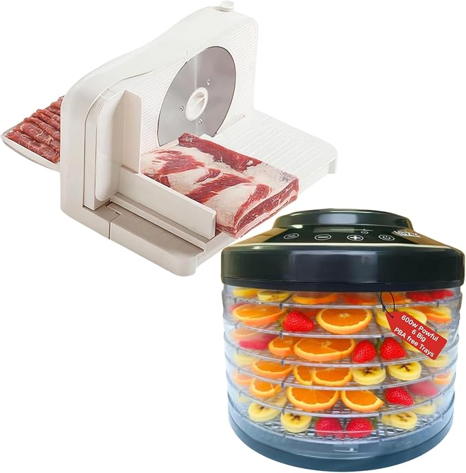 Electric Meat Slicer for Home+Food Dehydrator Machine, Portable Deli Meat Slicer & Food Dryer Dehydrators for Homemade Snacks, Meat, Herb, Bread, Jerky