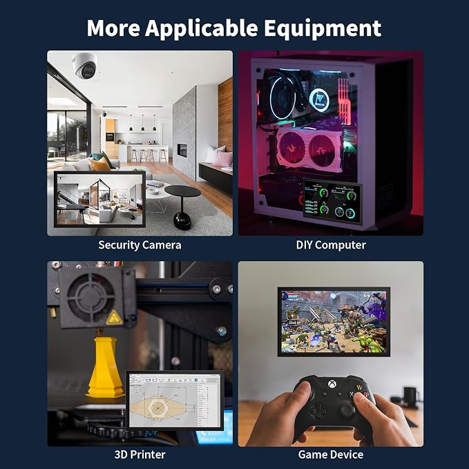 CUQI 7 Inch Small Monitor, 1024×600 IPS Mini Monitor with Built-in Speakers/HDMI/VGA/AV Input for Raspberry Pi, PC, TV, DVD, CCTV