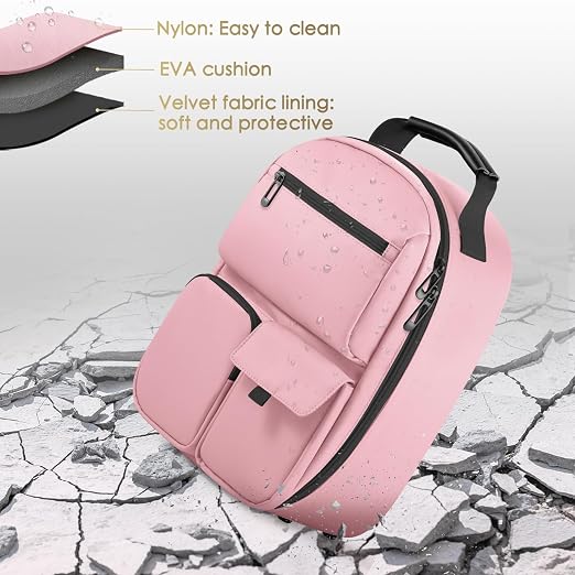 FOREGOER Carrying Case for Meta Quest 3/Oculus Quest 2, Hard Travel Storage Case Compatible with Meta Oculus Quest 2 Headset, Quest Pro and Accessories, VR All-in-One Gaming Headset (Pink)