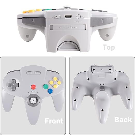 2 Pack Wireless N64 Switch Online Controller, with 2.4 GHz USB & N64 Receivers, Compatible with Windows PC macOS, N64 Console / Switch / NSO - (Rechargeable) (Plug and Play) (Built-in Rumble) (Grey)