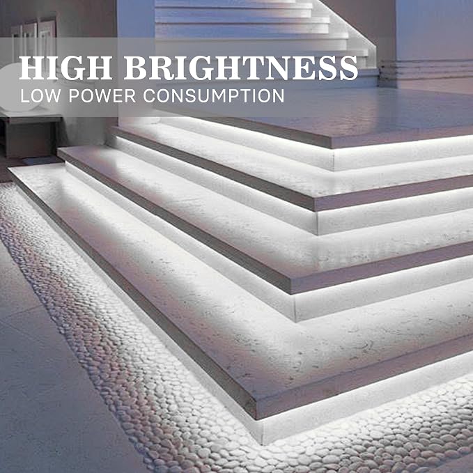 Pandery COB LED Strip Lights Cool White,24V Dimmable led Light Strip KIT with Remote and app Control,6000K 25FT/7.5m 8mmwide Ra>90 Cuttable Flexible Strip Lights for Bedroom,Wardrobe,Cabinet