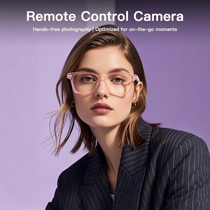 Smart Glasses for Women, Open Ear Audio Bluetooth glasses with Speakers & Mic, Anti-Blue Light Lenses, Voice Assistant, Touch Control, IPX5 Waterproof, Hands-Free Calls & Music Glasses Headphones