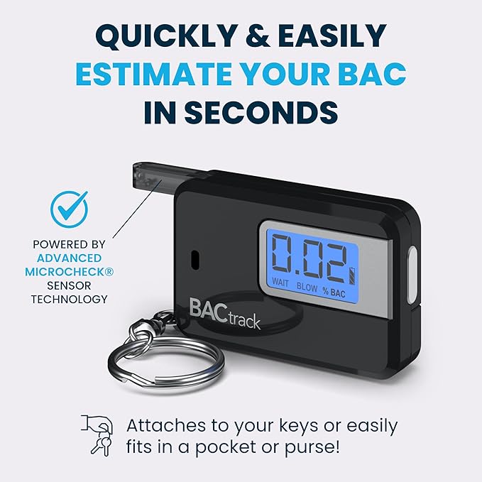 BACtrack Go Keychain Breathalyzer (Black) and 20 Breathalyzer Mouthpieces Bundle