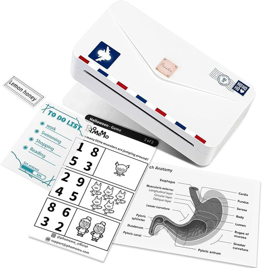 Phomemo Portable Thermal Printer M04AS AI Smart Printer 4 Inch Mini Sticker Printer, Support 15/53/80/110mm Printing Width, 300dpi, Suitable for Labels, Notes, Memo, Chritstmas Gift
